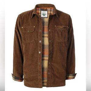 Gioberti Men's Brown Corduroy Shirt Jacket with Flannel Lining Small